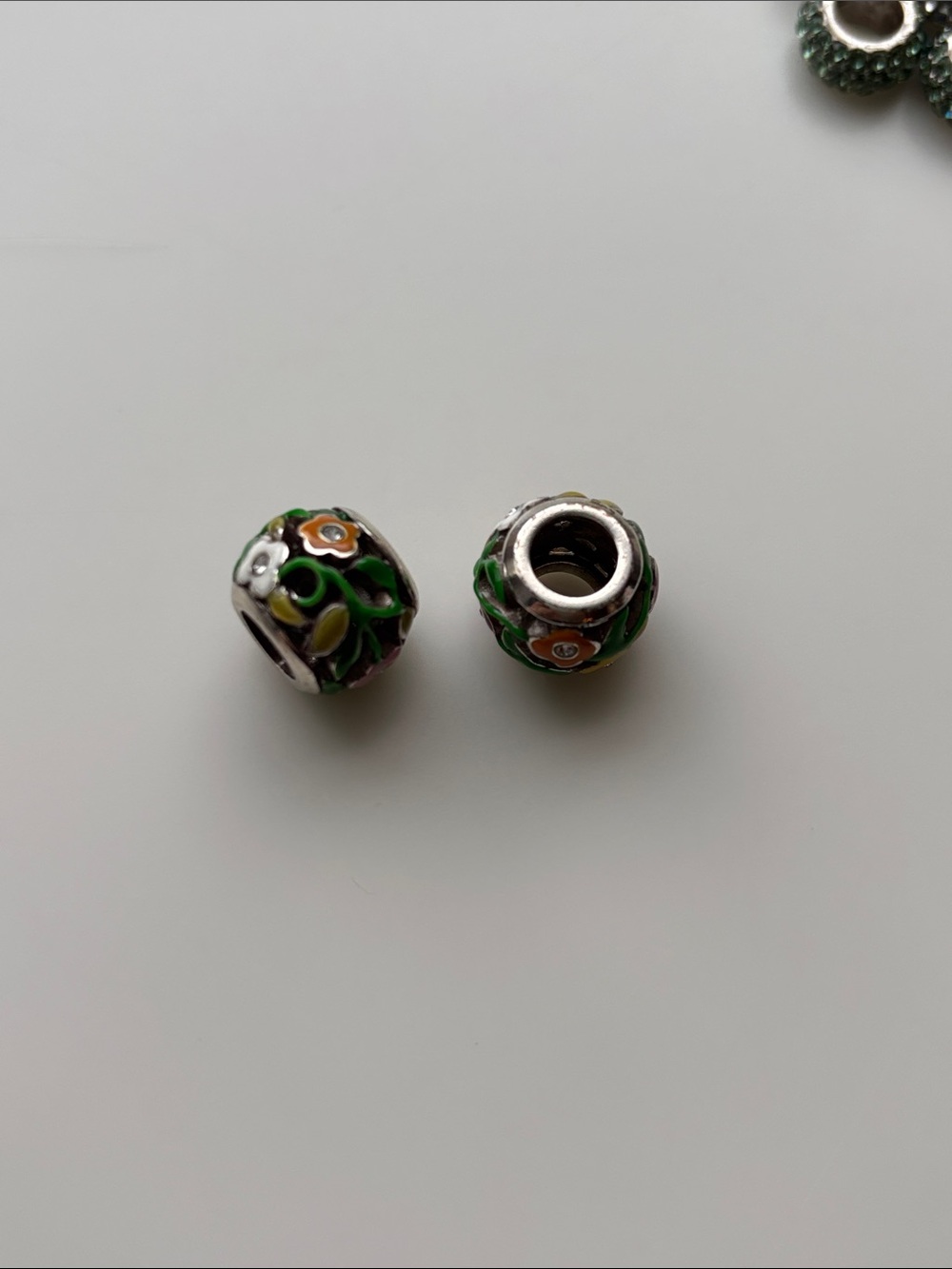 Brighton various Silver and Green Accent Rondelle Beads charms - Picture 3 of 7